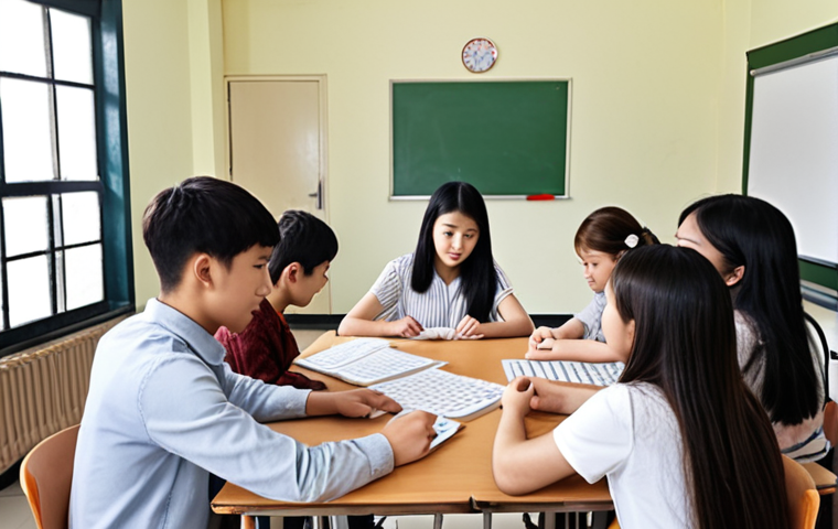Students playing a quiz game to learn English grammar in a classroom.