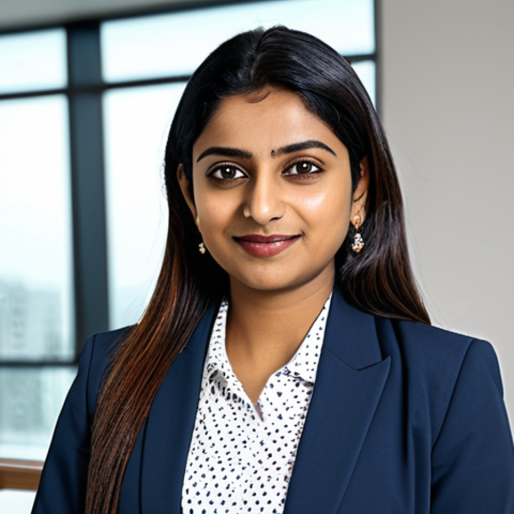 ** A successful Bengali businesswoman in a modern office, wearing a saree with a blazer, fully clothed, appropriate attire, safe for work, perfect anatomy, natural proportions, professional headshot, high quality, family-friendly.

**