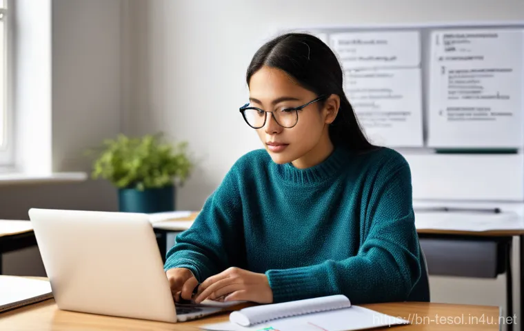 TESOL 필기 시험 준비 전략 - **Prompt: Smart Strategy in TESOL Exam Preparation**
    A focused university student, gender-neutra...