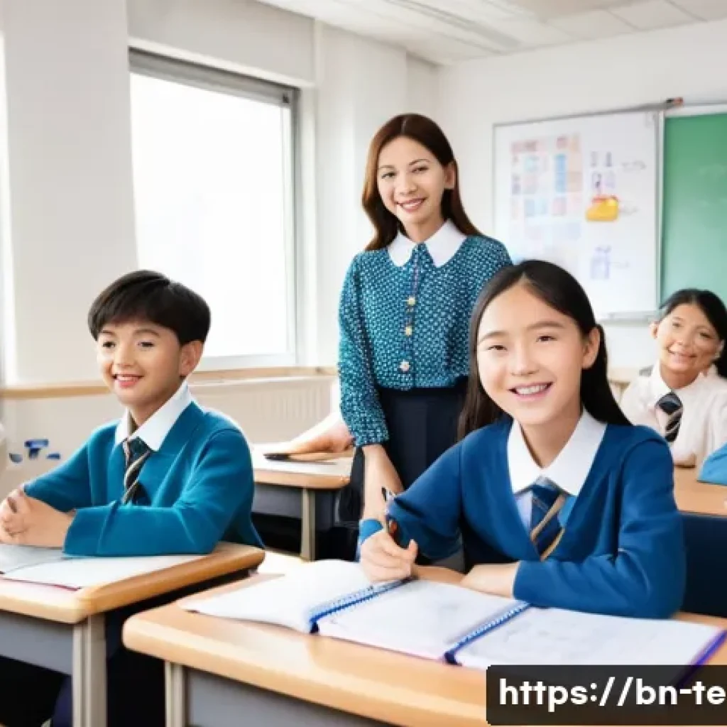 TESOL 취업 가능한 국가 - **Prompt:** A vibrant, modern ESL classroom in a bustling East Asian city. A cheerful female TESOL t...