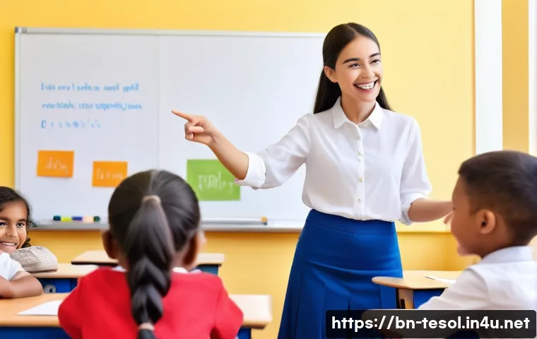 TESOL 자격증으로 영어 캠프 운영 - **Prompt: Engaging TESOL Classroom Interaction**
    "A brightly lit, modern classroom filled with n...