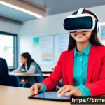 TESOL 강사가 알아야 할 최신 연구 - **Prompt 1: Immersive Language Learning with VR/AR**
    A vibrant and modern classroom scene with a...