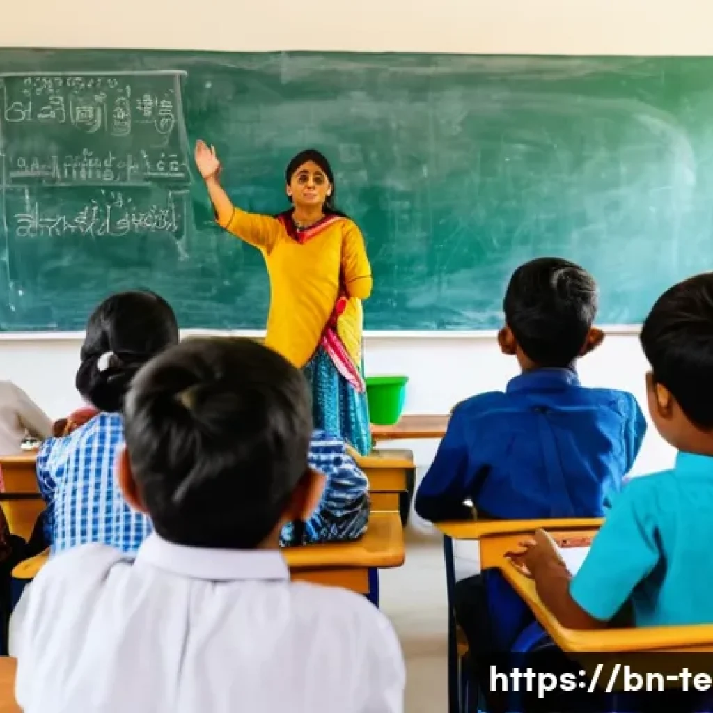 TESOL 강사의 실수와 극복 방법 - A vibrant classroom scene featuring a diverse group of Bangladeshi students actively participating i...