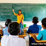 TESOL 강사의 실수와 극복 방법 - A vibrant classroom scene featuring a diverse group of Bangladeshi students actively participating i...