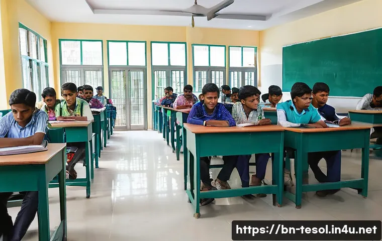 TESOL 자격증으로 시작하는 비즈니스 아이디어 - A modern coaching center interior in a busy urban area of Bangladesh, showing a clean, bright classr...