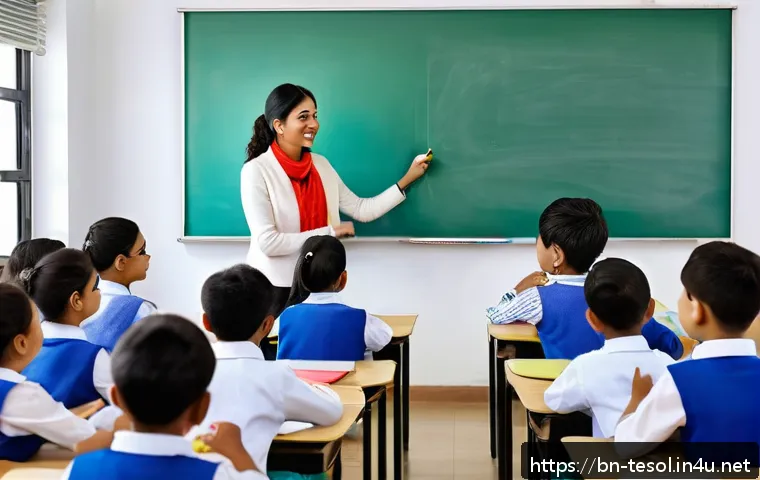 TESOL 강사 지원을 위한 자기소개서 작성 - A professional TESOL teacher preparing a vibrant and engaging lesson plan in a cozy, modern classroo...