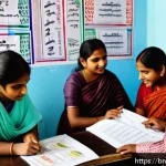 TESOL 강사가 겪는 일반적인 문제 - A diverse classroom scene showing TESOL students from various Bengali cultural backgrounds engaging ...